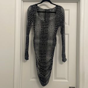 TART Collection black and white printed dress with side ruching